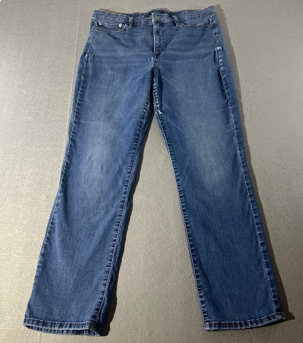 Lauren Ralph Lauren Premier Straight Jeans Women 16 Distressed